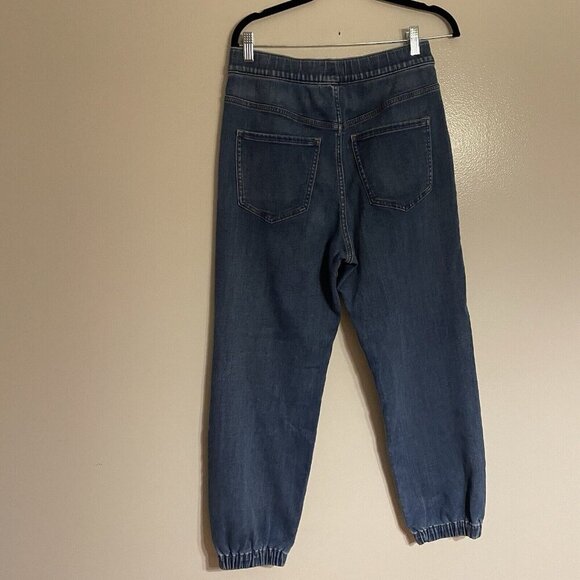 Express Womn 8 Medium Wash Luxe Comfort Knit Stretch Super High Rise Jogger Jean - Picture 7 of 11